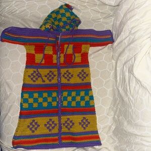 Handmade vintage crochet baby bunting